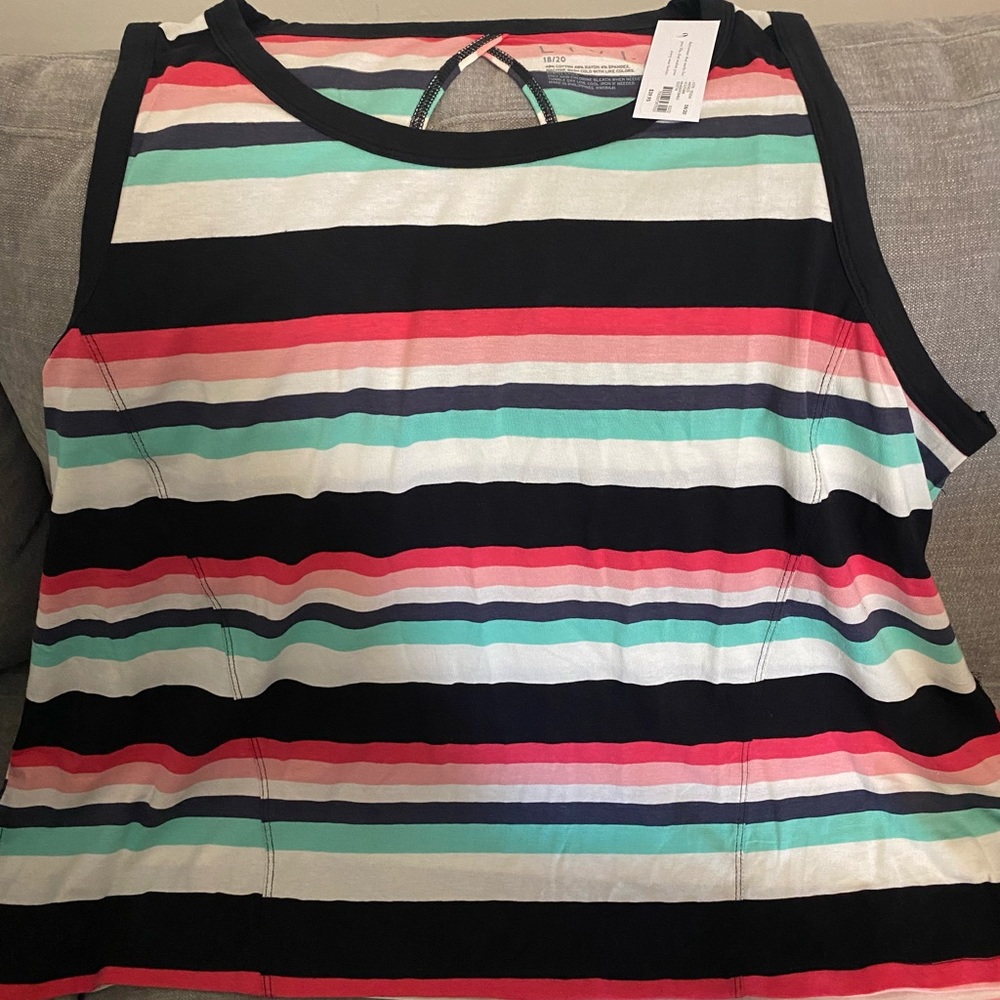 Lane Bryant, Livi Activewear striped tank top, with keyhole back. 18/20